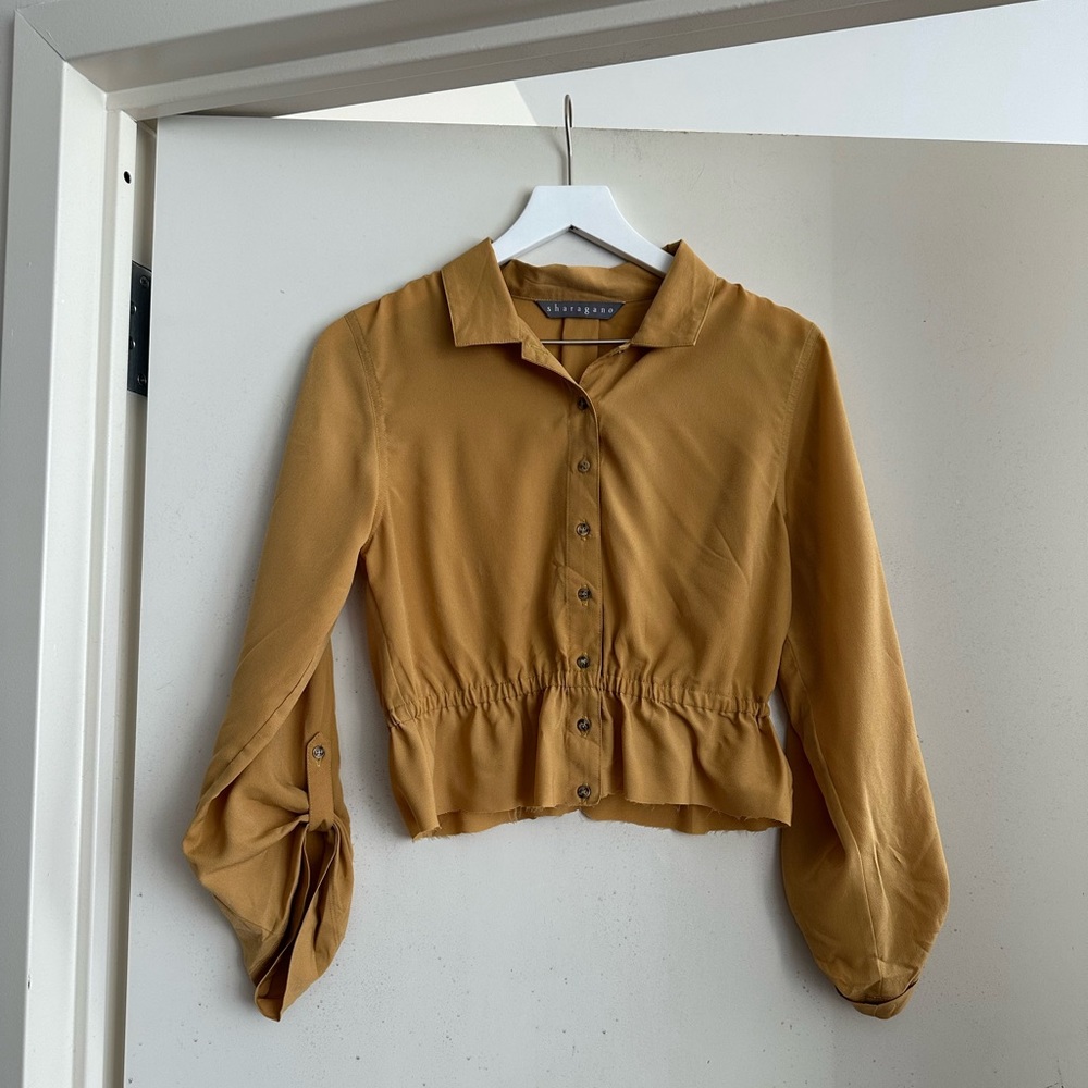 Sharagano Mustard Long Sleeve Blouse